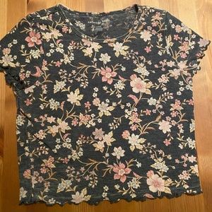AE cropped floral top- waffle knit